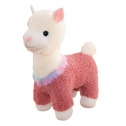 Herfair Alpaka Kuscheltier, Alpaka Plüschtier Plushies Weiches Alpaka Stofftier Lama Kissen Geschenk für Kinder Mädchen Jungen (Rosa,55 cm) von Herfair