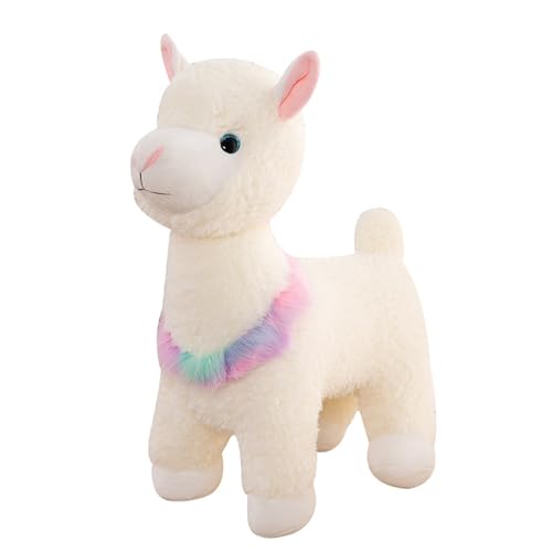 Herfair Alpaka Kuscheltier, Alpaka Plüschtier Plushies Weiches Alpaka Stofftier Lama Kissen Geschenk für Kinder Mädchen Jungen (Weiß,28 cm) von Herfair