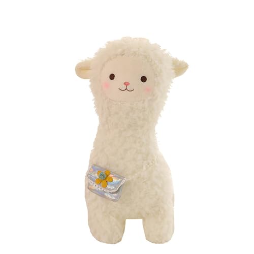 Herfair Alpaka Kuscheltier, Plüschtier Plushies Weiches Lammfellwolle Stofftier Alpaka Kissen Geschenk für Kinder Mädchen Jungen (28cm) von Herfair