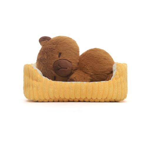 Herfair Capybara Kuscheltier, Capybara Plüschtier mit Nest, Niedlich Plüsch Spielzeug, Stofftier Kinder Plushie Geschenke von Herfair