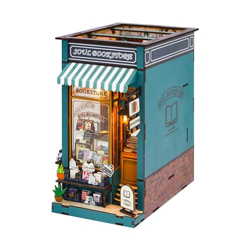 Herfair DIY Book Nook Kit Miniature House 3D Puzzle Holz Buchhandlungen Modellbausatz Erwachsene Kinder Basteln Geschenke von Herfair