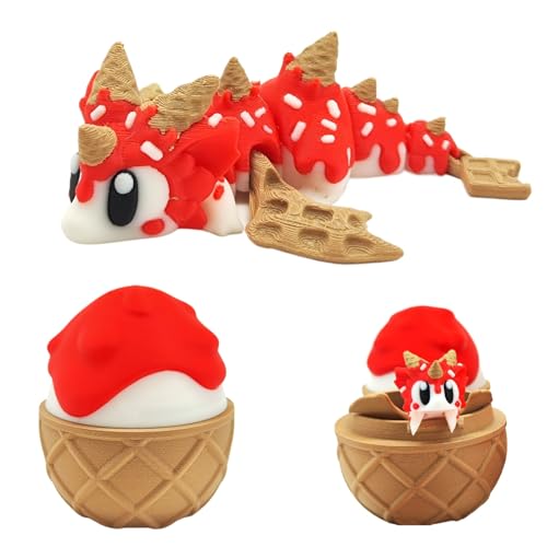 Herfair Drachenei mit Drache 3D Gedruckter Drache Im Ei Kawaii Eiswaffeln Drachen Spielzeug mit Flexiblen Gelenken Kreativität Geschenke für Kinder von Herfair