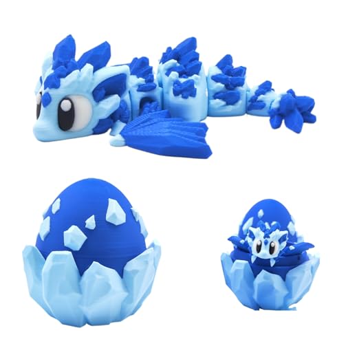 Herfair Drachenei mit Drache 3D Gedruckter Drache Im Ei Spielzeug Blau Drachen mit Flexiblen Gelenken Desktop Dekor Ornament Geschenke von Herfair