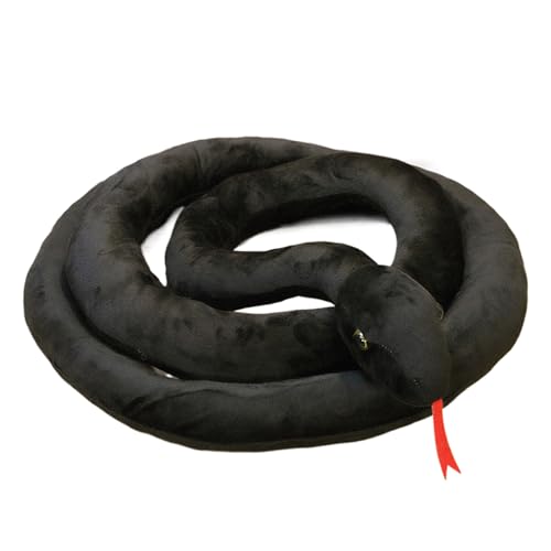 Herfair Große Schlange Plüschtier, Realistische Schlange Plüschstofftier, Riesige Schlange Kuscheltier Halloween Spielzeug für Kinder Jungen Mädchen (Schwarze Schlange,110cm) von Herfair