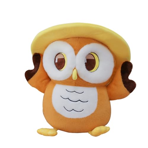 Herfair Kuscheltier Eule, Gelbe Eule mit Mütze Stofftier, Plüschtier Eule zum Kuscheln, Spielen & Schlafen –Geschenk für Mädchen, Kinder & Erwachsene Kinder (35cm) von Herfair