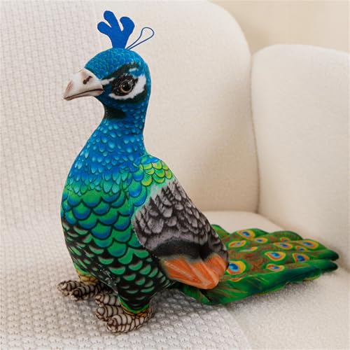 Herfair Kuscheltier Pfau Deko Plüschtier Weiches Plüsch Spielzeug Plushie Stofftier Geschenk für Kinder (9.84 in/25 cm) von Herfair