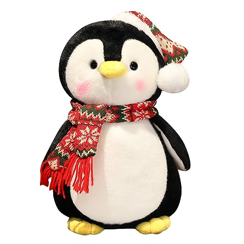 Herfair Kuscheltier Pinguin, Weihnachten Plüschtier Pinguin Plüschpuppen Kawaii Wurfkissen, Pinguin Spielzeug Geschenk für Mädchen und Jungen (25 cm) von Herfair