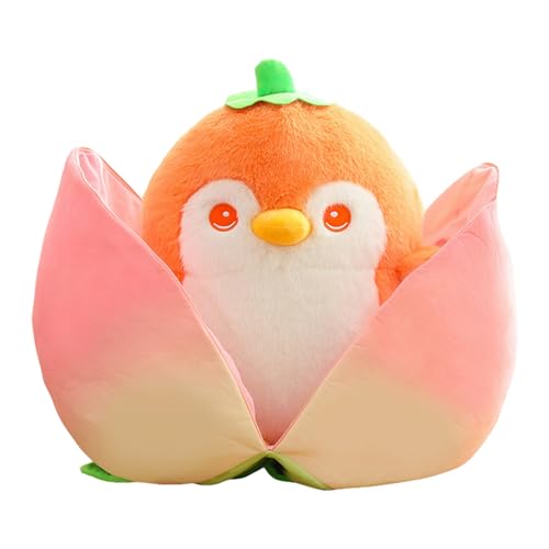 Herfair Kuscheltier Pinguin PlüSchtier, Pinguin Stofftier zum Kuscheln & Spielen, Plüschpinguin Kissen Puppe Geschenk für Fans Kinder Mädchen Jungen (30cm,Pfirsich + Orangem Pinguin) von Herfair
