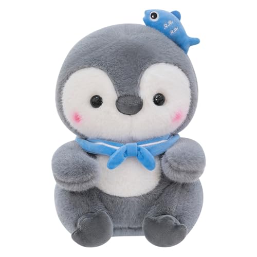 Herfair Kuscheltier Pinguin Plüschtier, Pinguin mit Halstuch und kleinen Fischen, Stofftier Plüschtier Pinguin Geschenk, Für Jungen Mädchen Kinder (25cm) von Herfair