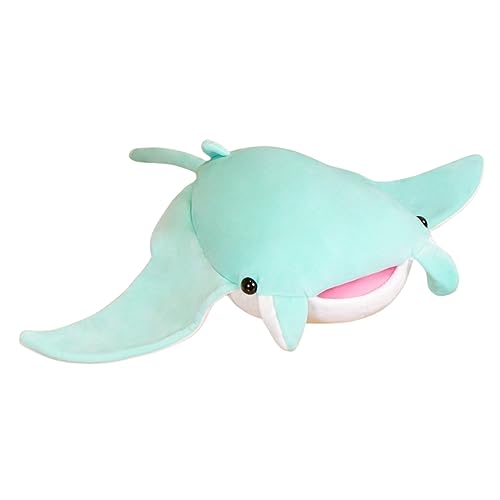 Herfair Meerestiere, Manta Ray Plüschpuppe, Fisch Plüschtier, Kuscheltier Plüschtier Rochen, Weich gefülltes Kuscheltier für Kinder Blauer (Cyan,45cm) von Herfair