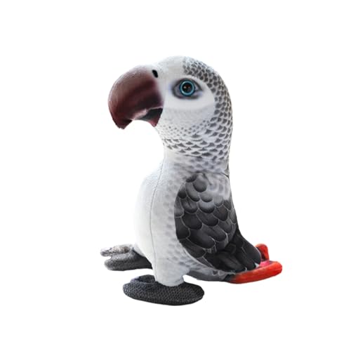 Herfair Plüsch Papagei Spielzeug, Plüschtier-20cm, Niedliche Realistisches Papagei Vogel Plüschtiere, Stofftier Kuscheltier Geburtstagsgeschenk für Kinder Mädchen Jungen (Grau-Schwarz) von Herfair