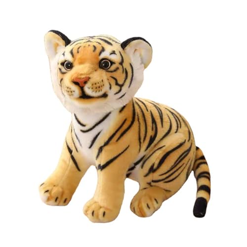 Herfair Plüsch Tiger, 23cm Realistische Tiger Stofftier Kuscheltier, Kuscheltiere Baby Plüsch Puppe Kissen Plüschtier klein Tiger Spielzeug Weiche Geschenk (Gelb,23 * 20cm) von Herfair