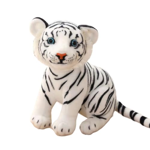 Herfair Plüsch Tiger, 23cm Realistische Tiger Stofftier Kuscheltier, Kuscheltiere Baby Plüsch Puppe Kissen Plüschtier klein Tiger Spielzeug Weiche Geschenk (Weiß,27 * 24cm) von Herfair