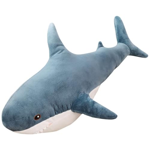 Herfair Plüschtier Wal Hai Großes Kuscheltier Weich Plüsch Spielzeug Umarmungskissen Tier Kissen Dekokissen Bequemes Schlafkissen für Kinder Erwachsene GeburtstagGeschenke (Blau,55cm) von Herfair