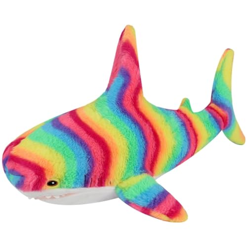 Herfair Plüschtier Wal Hai Großes Kuscheltier Weich Plüsch Spielzeug Umarmungskissen Tier Kissen Dekokissen Bequemes Schlafkissen für Kinder Erwachsene GeburtstagGeschenke (Regenbogen C,26cm) von Herfair