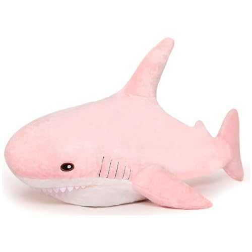 Herfair Plüschtier Wal Hai Großes Kuscheltier Weich Plüsch Spielzeug Umarmungskissen Tier Kissen Dekokissen Bequemes Schlafkissen für Kinder Erwachsene GeburtstagGeschenke (Rosa,55cm) von Herfair