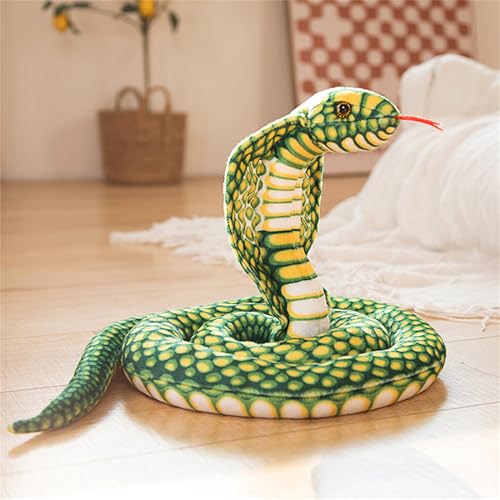 Herfair Schlange Kuscheltier Schlange Stofftier, Schlange Plüschtier Realistische Schlange Plüschtiere Spielzeug Geschenk für Kinder Geschenkidee Halloween (170cm,Grün) von Herfair