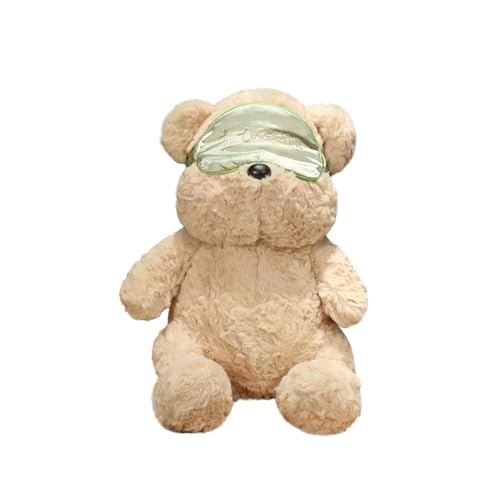 Herfair Teddybär Kissen Werfen Teddybär mit Augenmaske Plüschtier Kuscheltier Stofftier Geschenk Tag der Kinder Valentinstag (Grün,30cm) von Herfair