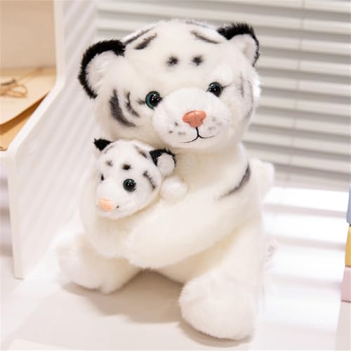 Herfair Tiger Kuscheltier, Niedlich Tiger Mama und Baby Plüschtier, Kawaii Deko Plushie Puppen, Stofftier Geschenk für Kinder (A) von Herfair
