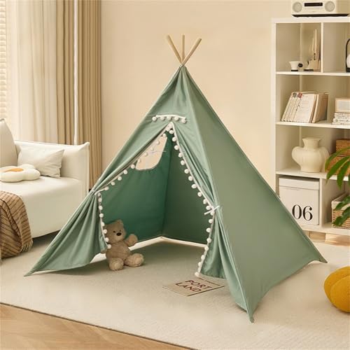 Herfair Tipi Zelt für Kinder, Kinderzelt Indoor mit Filzkugel, Bunt Spielhaus Polyester Spielhaus, Zelt Kinderzimmer Deko Geschenke, 130×120×120 cm (B) von Herfair