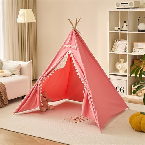 Herfair Tipi Zelt für Kinder, Kinderzelt Indoor mit Filzkugel, Bunt Spielhaus Polyester Spielhaus, Zelt Kinderzimmer Deko Geschenke, 130×120×120 cm (D) von Herfair