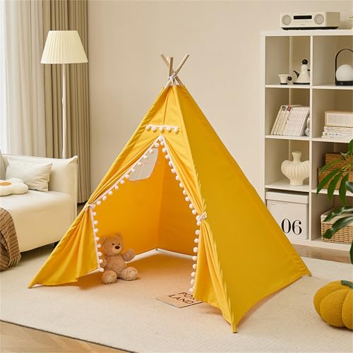 Herfair Tipi Zelt für Kinder, Kinderzelt Indoor mit Filzkugel, Bunt Spielhaus Polyester Spielhaus, Zelt Kinderzimmer Deko Geschenke, 130×120×120 cm (E) von Herfair