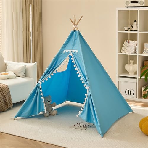 Herfair Tipi Zelt für Kinder, Kinderzelt Indoor mit Filzkugel, Bunt Spielhaus Polyester Spielhaus, Zelt Kinderzimmer Deko Geschenke, 130×120×120 cm (F) von Herfair