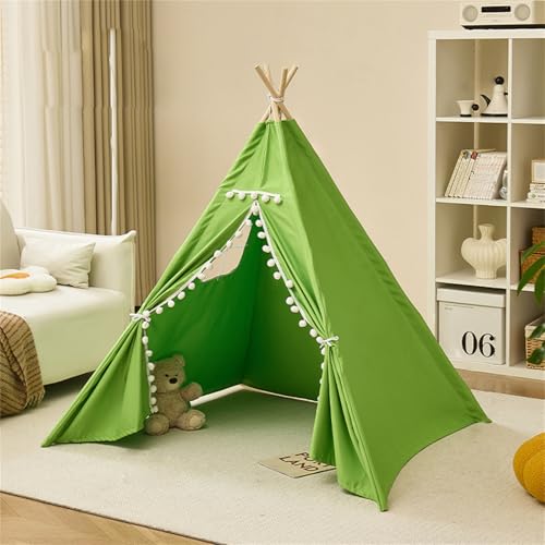 Herfair Tipi Zelt für Kinder, Kinderzelt Indoor mit Filzkugel, Bunt Spielhaus Polyester Spielhaus, Zelt Kinderzimmer Deko Geschenke, 130×120×120 cm (G) von Herfair