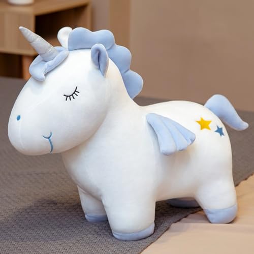 Kuscheltier Einhorn Stofftier Plüschtier Plüsch Einhorn Spielzeug mit Stern Geschenk für Weihnachten Geburtstag Mädchen Kinder (40cm,Blaue Blinzeln) von Herfair