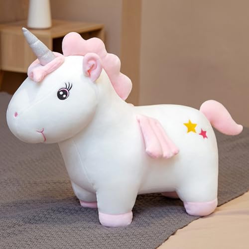 Kuscheltier Einhorn Stofftier Plüschtier Plüsch Einhorn Spielzeug mit Stern Geschenk für Weihnachten Geburtstag Mädchen Kinder (40cm,Rosa Runde Augen) von Herfair