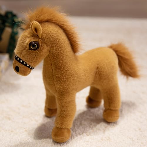 Kuscheltier Pferd Plüschtier,Realistische Plüsch Pferd StoffPferd Stofftier Gefüllte Pferdpuppe Mädchen Baby Flauschiges Stofftier zum Kuscheln Geschenk für Kinder (35cm,Hellbraun) von Herfair