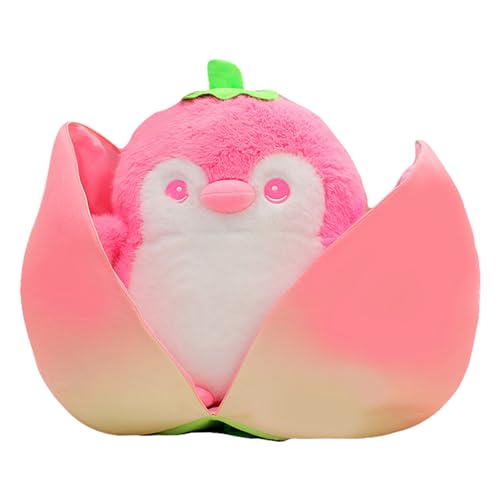 Kuscheltier Pinguin PlüSchtier, Pinguin Stofftier zum Kuscheln & Spielen, Plüschpinguin Kissen Puppe Geschenk für Fans Kinder Mädchen Jungen (55cm,Pfirsich + Rosa Pinguin) von Herfair