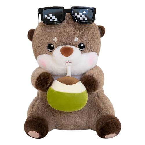 Niedlicher Otter Plüschtier, Plüsch Spielzeug Kawaii Deko Plushie Puppen Stofftier Süßes Kuscheltier mit Kokosnuss, Weiches für Kinder, Geburtstagsgeschenk für Mädchen und Jungen (40cm) von Herfair