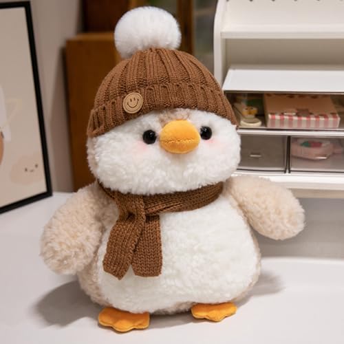 Plüschtier Pinguin Stofftier Pinguin Kissen Cartoon Pinguin Kuscheltier Geschenk Kinder Kuscheltier 25cm (Braun) von Herfair