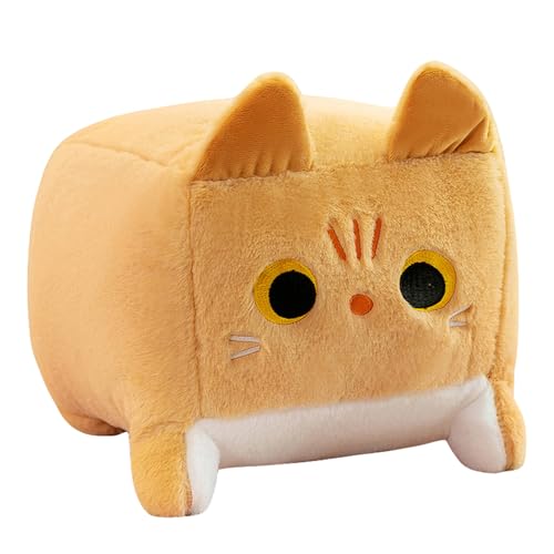 Quadratische Katze Plüschtier Katze Plüschkissen Plüsch Katze Plüsch Puppen Katze Plüschtier, Perfektes Kuschelkissen und Geschenk (30cm,Braun) von Herfair