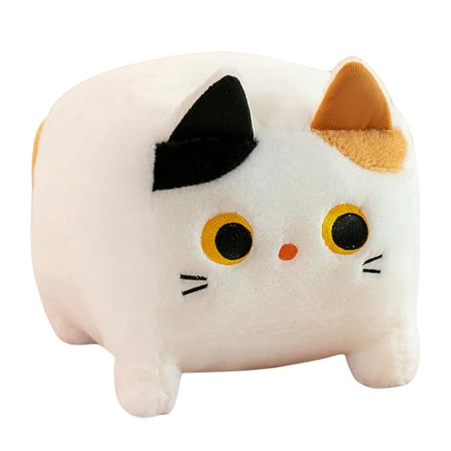 Quadratische Katze Plüschtier Katze Plüschkissen Plüsch Katze Plüsch Puppen Katze Plüschtier, Perfektes Kuschelkissen und Geschenk (30cm,Weiß) von Herfair
