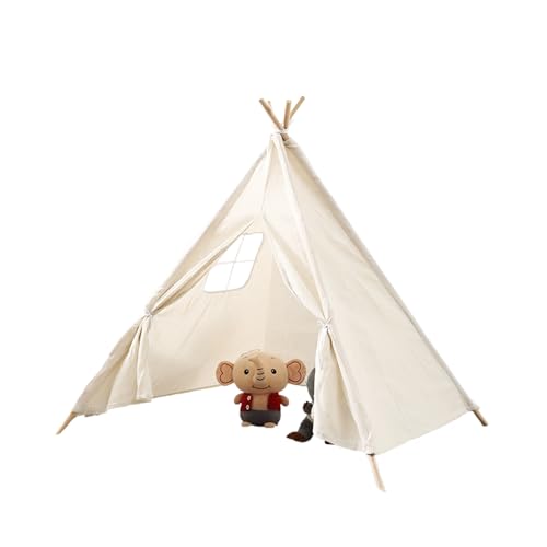 Tipi Zelt für Kinder, klassisches indisches Spielzelt für Kinder, Kinderzimmer Dekor, Baumwollsegeltuch Tippi Kinderzelt für Drinnen Outdoor, für Mädchen und Jungen (Beige,160cm) von Herfair