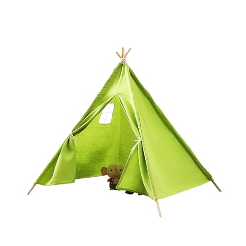 Tipi Zelt für Kinder, klassisches indisches Spielzelt für Kinder, Kinderzimmer Dekor, Baumwollsegeltuch Tippi Kinderzelt für Drinnen Outdoor, für Mädchen und Jungen (Grün,110cm) von Herfair