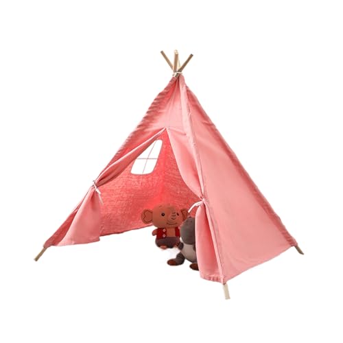 Tipi Zelt für Kinder, klassisches indisches Spielzelt für Kinder, Kinderzimmer Dekor, Baumwollsegeltuch Tippi Kinderzelt für Drinnen Outdoor, für Mädchen und Jungen (Rosa,110cm) von Herfair