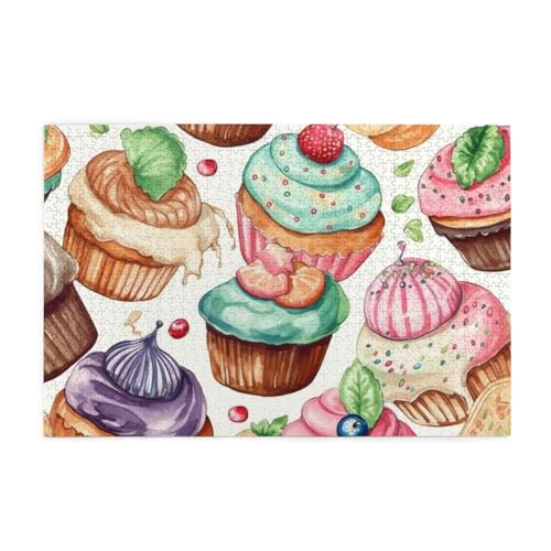 Holzpuzzle, Cupcakes, Donuts, Muffins, Zucker-Druck, Puzzle, 1000 Teile, personalisiertes Bild, Puzzle, Familiendekoration, Puzzle für Erwachsene, Familie, Hochzeit, Abschlussfeier, Geschenk von Herfst