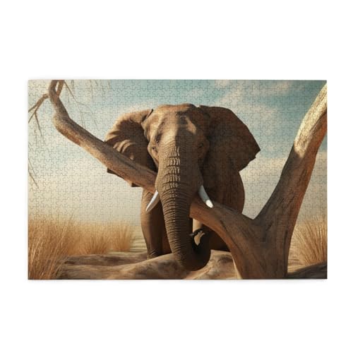 Holzpuzzle, ruhender Elefant, Druck-Puzzle, 1000 Teile, personalisiertes Bild, Puzzle, Familiendekoration, Puzzle für Erwachsene, Familie, Hochzeit, Abschlussfeier, Geschenk von Herfst