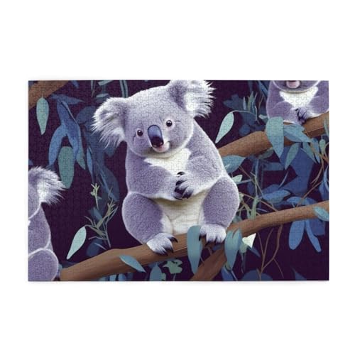 Holzpuzzle, schönes Koala-Druck-Puzzle, 1000 Teile, personalisiertes Bild, Puzzle, Familiendekoration, Puzzle für Erwachsene, Familie, Hochzeit, Abschlussfeier, Geschenk von Herfst