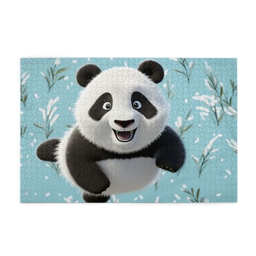 Holzpuzzle Cartoon Panda Bär Druck Puzzle 1000 Teile Personalisiertes Bild Puzzle Familie Dekoration Puzzle für Erwachsene Familie Hochzeit Abschluss Geschenk von Herfst