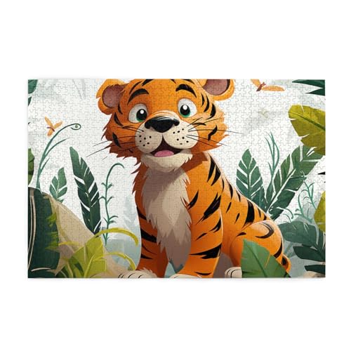 Holzpuzzle Cartoon Tiger Druck Puzzle 1000 Teile Personalisiertes Bild Puzzle Familie Dekoration Puzzle für Erwachsene Familie Hochzeit Abschluss Geschenk von Herfst