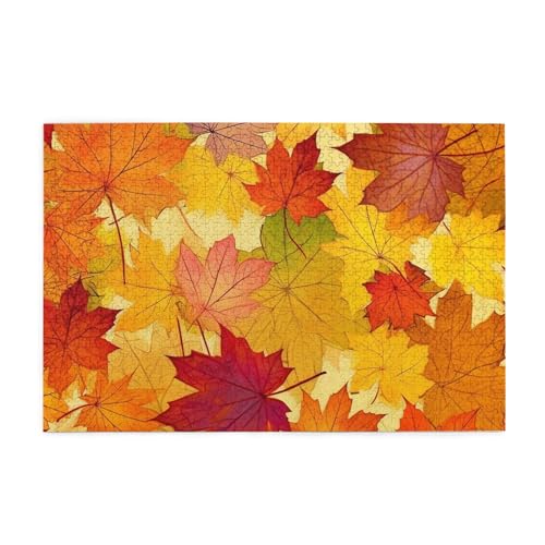 Holzpuzzle Herbstblätter von Ahorn-Druck-Puzzle, 1000 Teile, personalisiertes Bildpuzzle, Familiendekoration, Puzzle für Erwachsene, Familie, Hochzeit, Abschlussfeier, Geschenk von Herfst