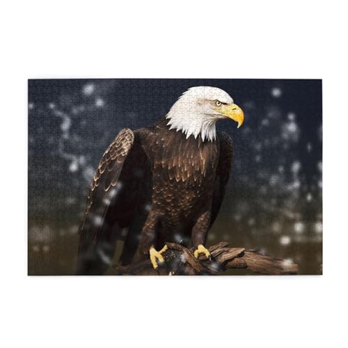 Holzpuzzle Nordamerikanischer Weißkopfseeadler Druckpuzzle 1000 Teile Personalisiertes Bilderpuzzle Familiendekoration Puzzle für Erwachsene Familie Hochzeit Abschlussgeschenk von Herfst