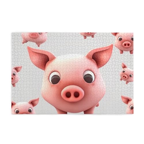 Holzpuzzle Schweine-Druck-Puzzle, 1000 Teile, personalisiertes Bild, Puzzle, Familiendekoration, Puzzle für Erwachsene, Familie, Hochzeit, Abschlussfeier, Geschenk von Herfst