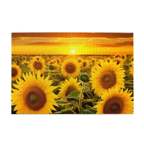 Holzpuzzle Sonnenblume Felddruck Puzzle 1000 Teile Personalisiertes Bilderpuzzle Familie Dekoration Puzzle für Erwachsene Familie Hochzeit Abschluss Geschenk von Herfst