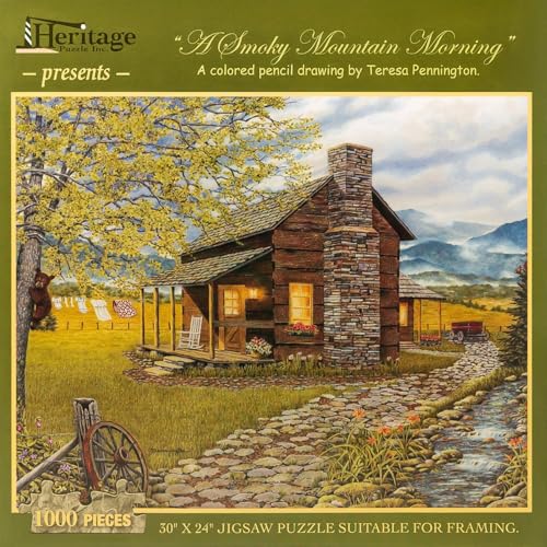 Heritage Puzzle - A Smoky Mountain Morning von Teresa Pennington - 1000 Teile Puzzle für Erwachsene - Berge Sonnenaufgang Szene - Coole Puzzles - 76,2 x 61 cm Fertige Größe Heritage Puzzle - A Smoky Mountain Morning von Teresa Pennington - 1000 Teile Puzzle für Erwachsene - Berge Sonnenaufgang Szene - Coole Puzzles - 76,2 x 61 cm Fertige Größe von Heritage Puzzle Inc.