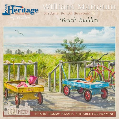 Heritage Puzzle - Beach Buddies von William Mangum - 550 Teile Puzzle für Erwachsene - Strandpuzzles für Frauen und Männer - Coole Puzzles - Küstenlandschaftskunst von Heritage Puzzle Inc.